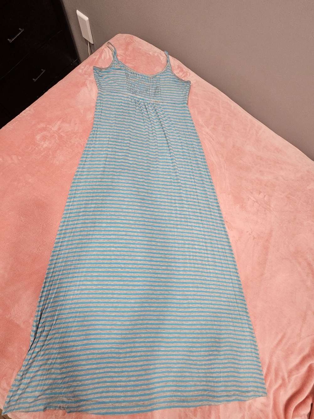 Calvin Klein Blue and White Striped Maxi Slip Dress